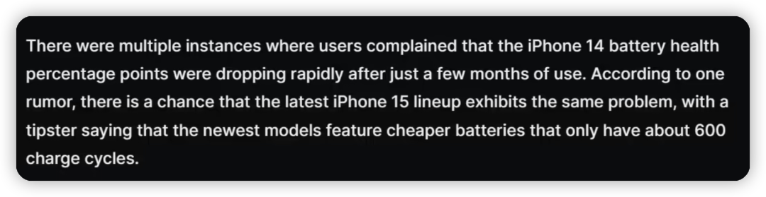 采用“更便宜的电池”，iPhone 15 电池健康下降更快？-小师评