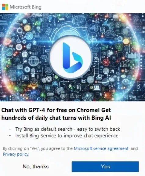 微软狂推Bing搜索！直接向Chrome用户弹窗，这是福利-小师评
